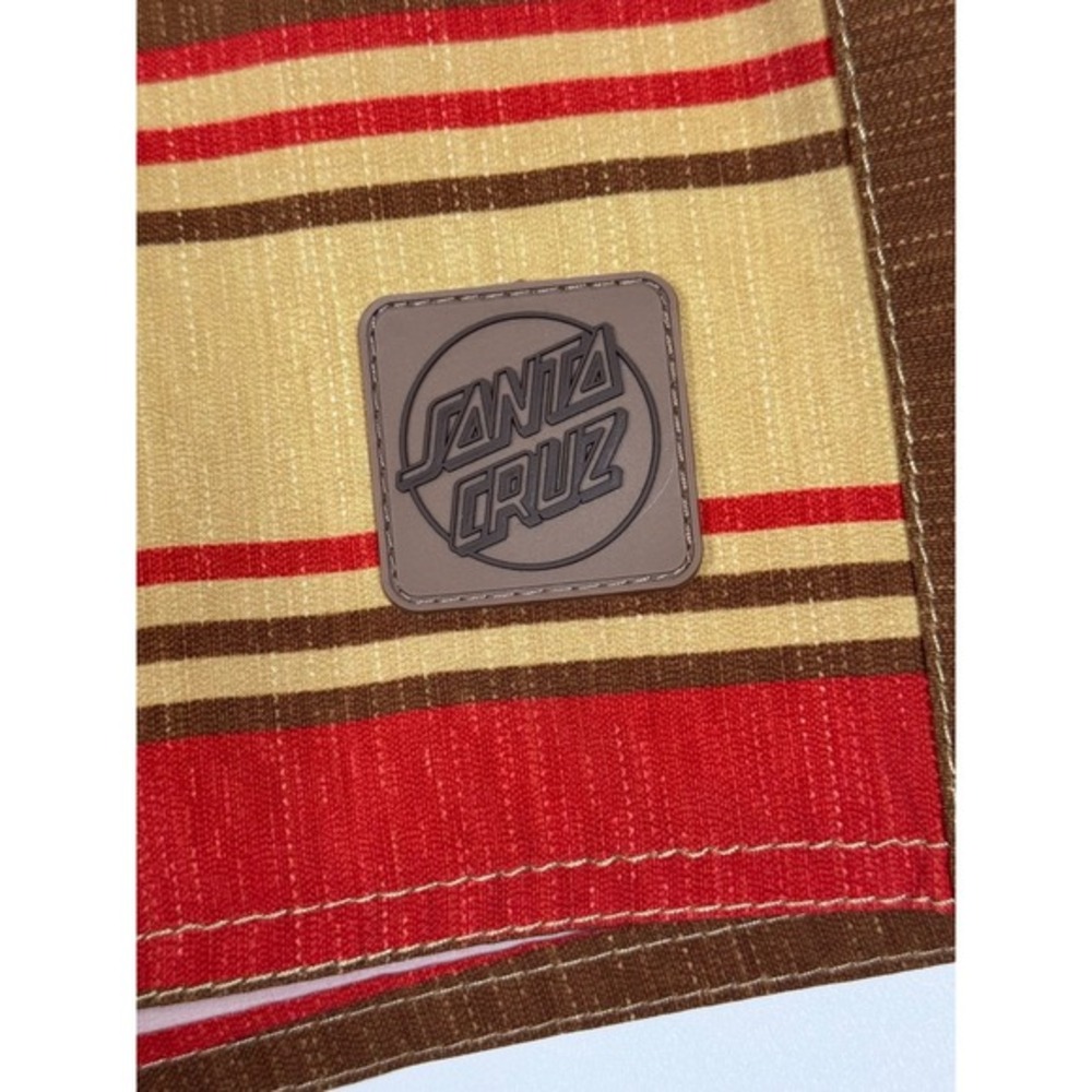 Santa Cruz Board Shorts Mens 36 Brown Red Tan Stripe Surf Swim Trunks Skate‎ - Picture 11 of 16